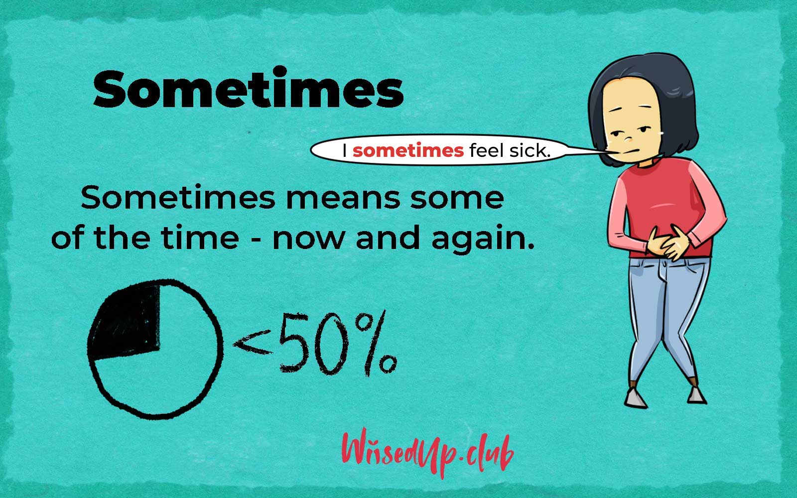 Sometimes means some of the time - now and again. 